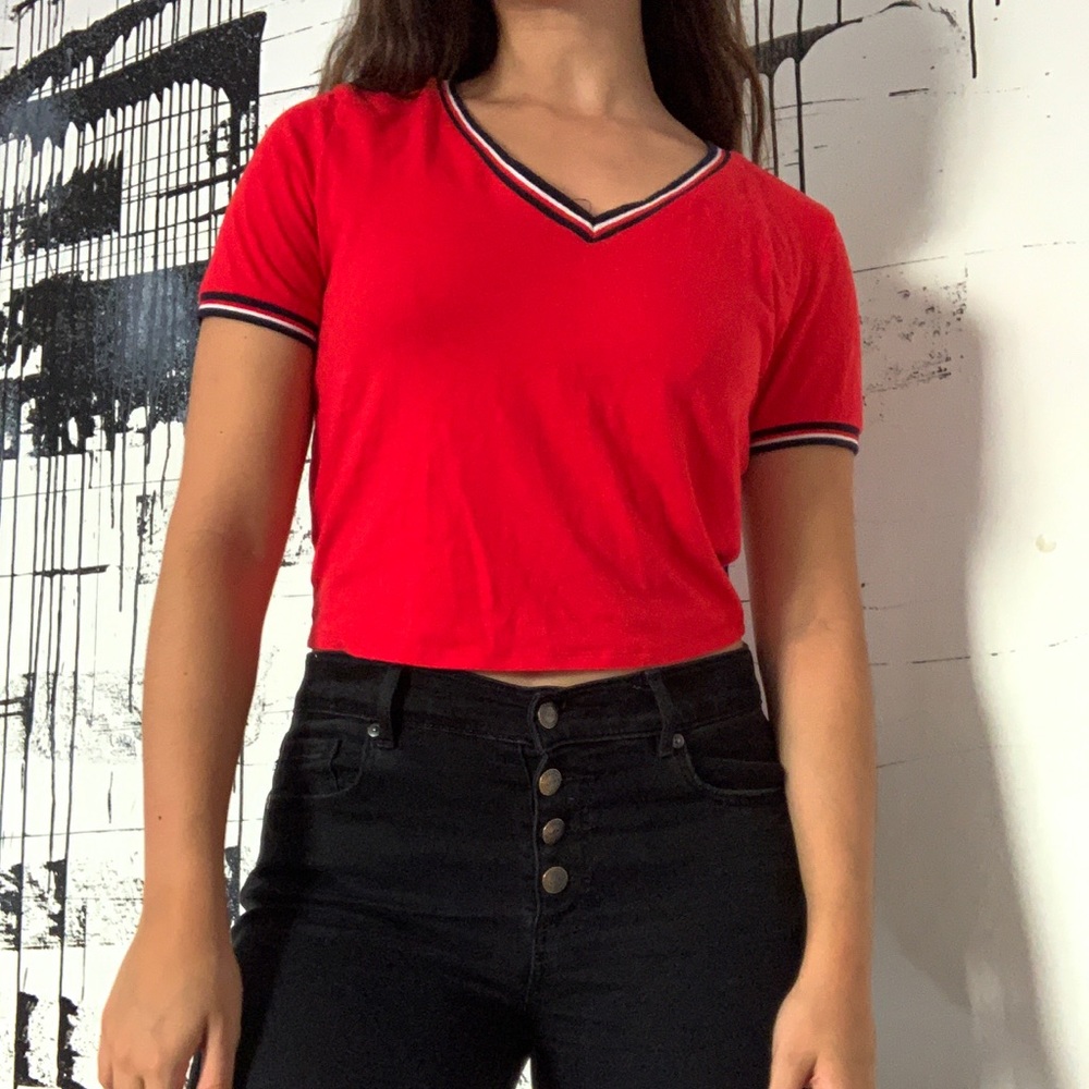 Retro Style Red V-Neck